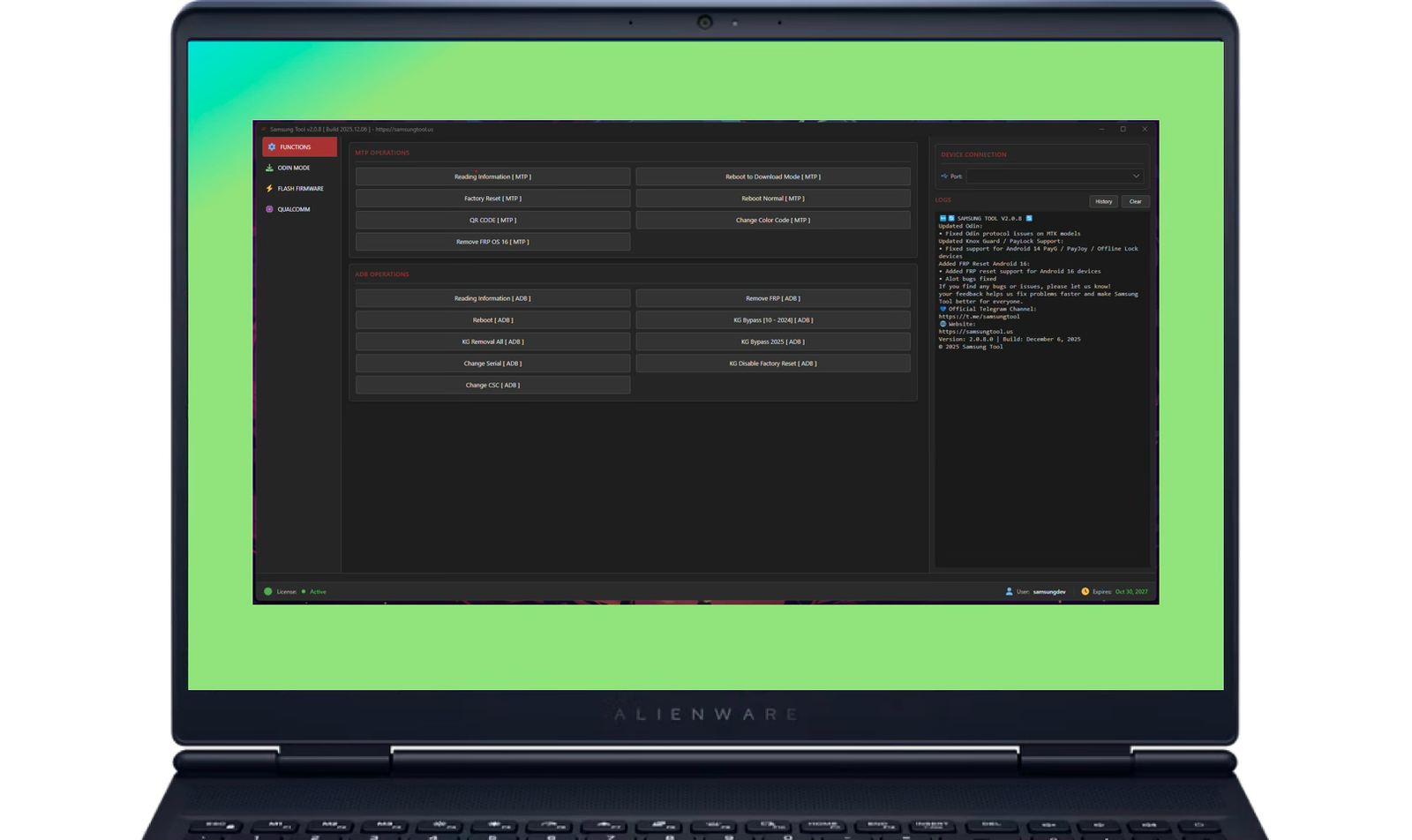Samsung Tool Interface en Laptop